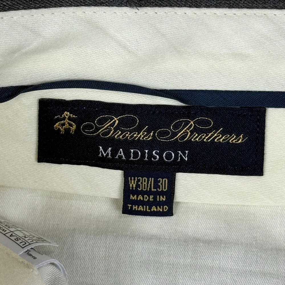 Brooks Brothers Dress Pants Mens 38x30 (Fit 36.5x30) Gray Madison Wool EUC